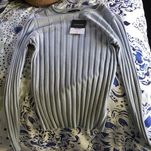 Blue long sleeve tight shirt from top shop